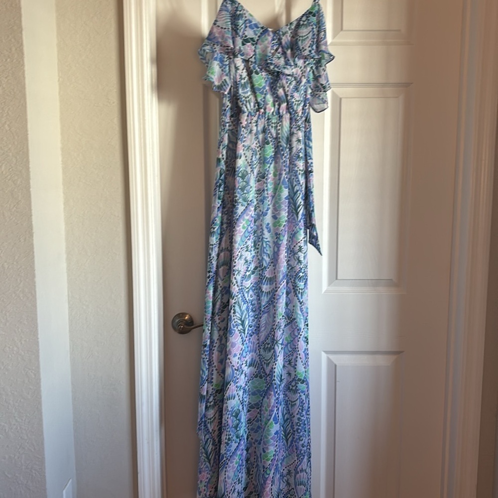 Lilly Pulitzer Coastal Blue Tails of The Sea (2018) Maxi Dress - Picture 3 of 6